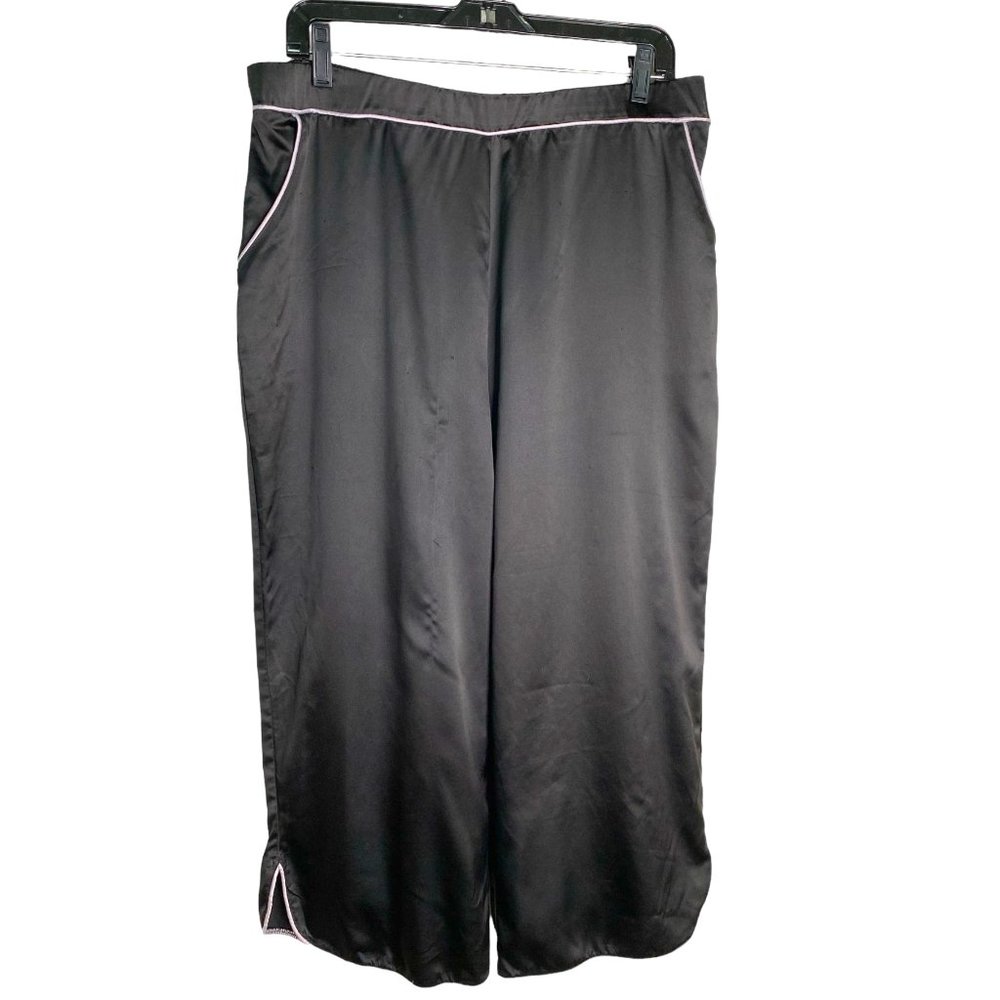 Secret Treasures Black Satin Lounge Pajama Bottoms Size L Elegant Quiet Luxury